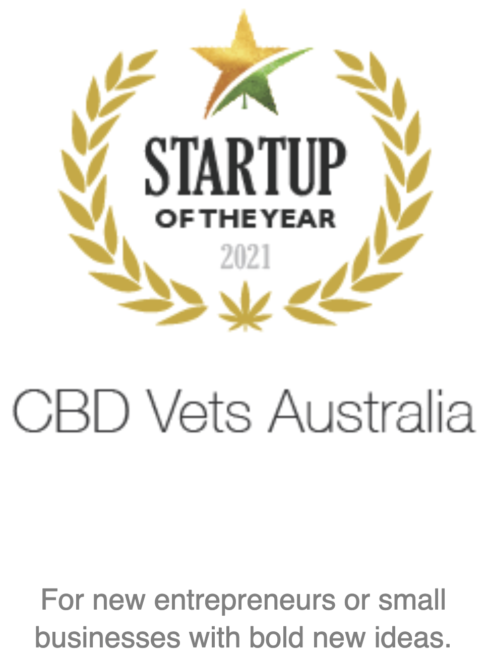 CBD vets australia Award Cannabis Startup of the year