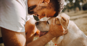 Man with his older dog